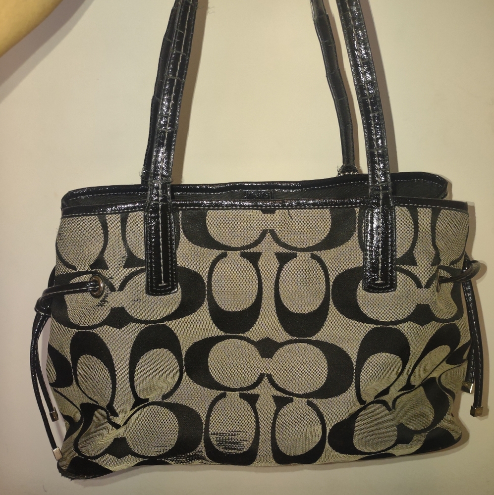 Coach tote bag, black and gray, used condition